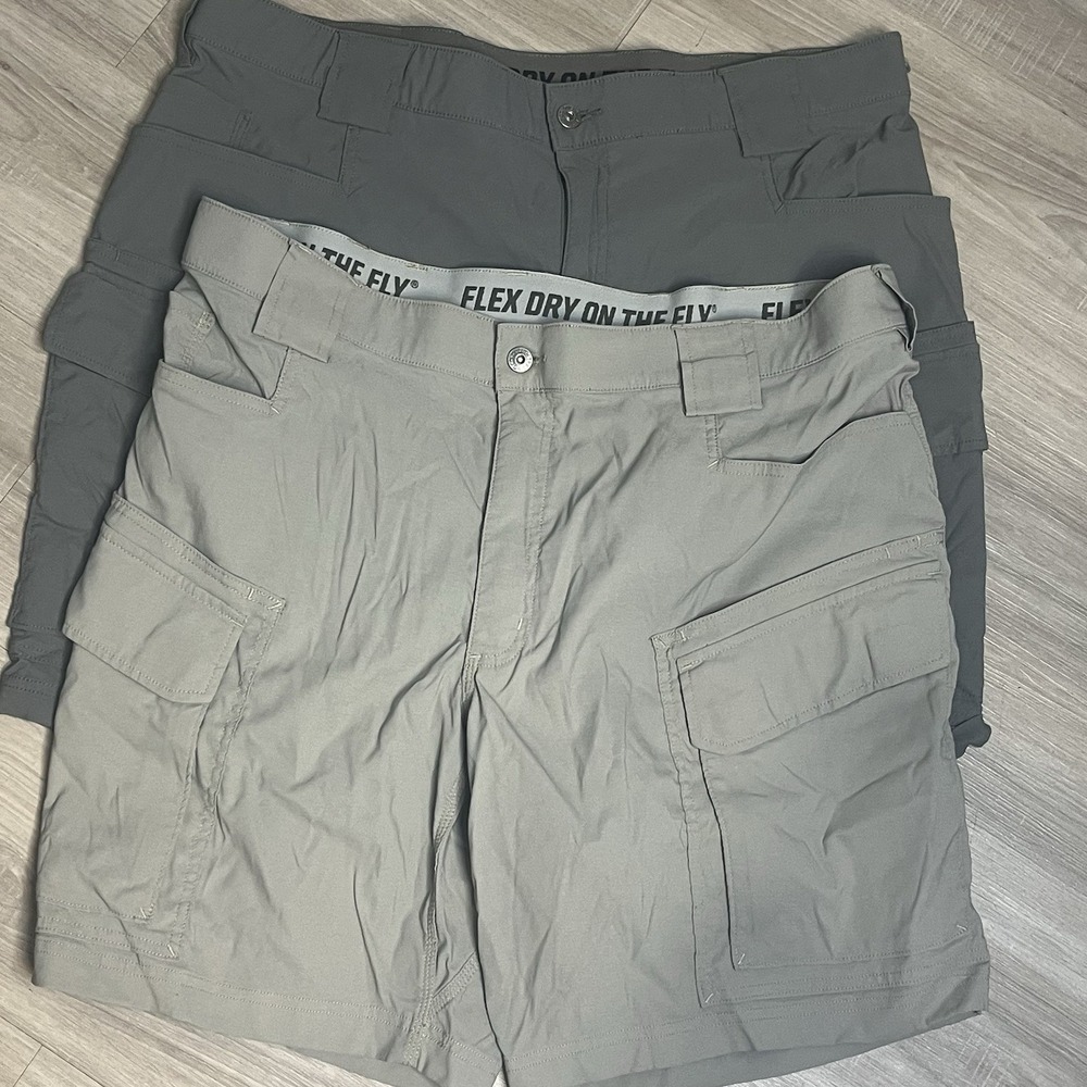 Duluth Trading Lot 2 Mens Dry On The Fly Nylon Relaxed Fit Shorts Sz 40 Fits 38